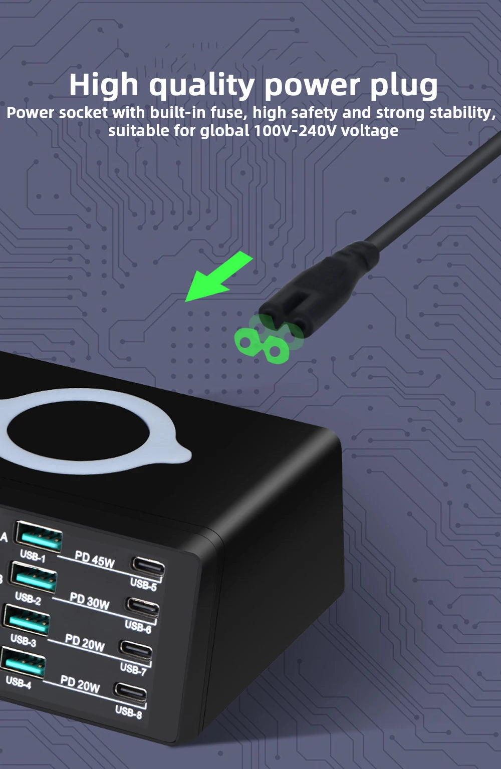 110W Višekratni USB C punjač s PD i QC brzopunjanjem
