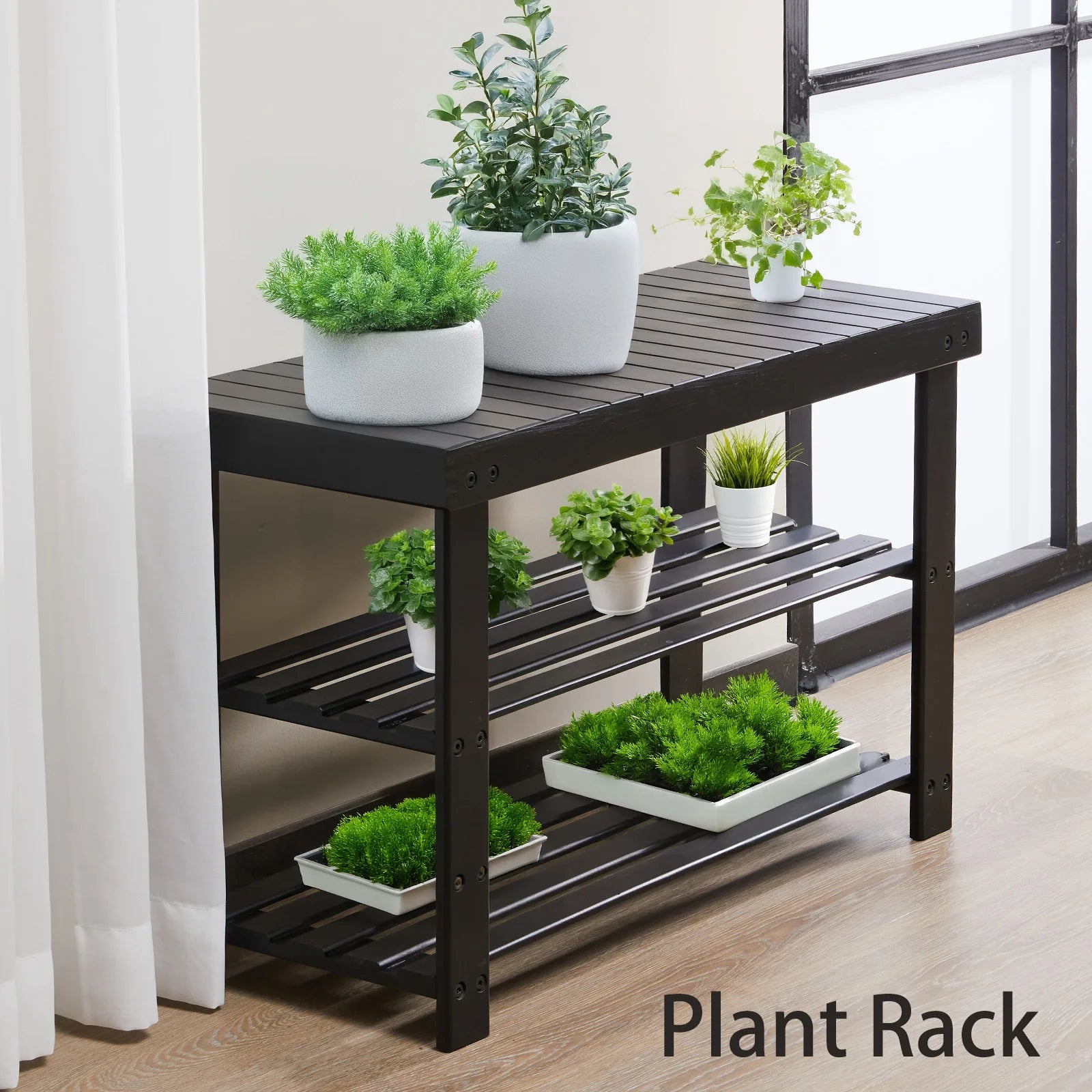 3-Tier Bamboo Shoe Rack Bench with Storage Holds 286 lb