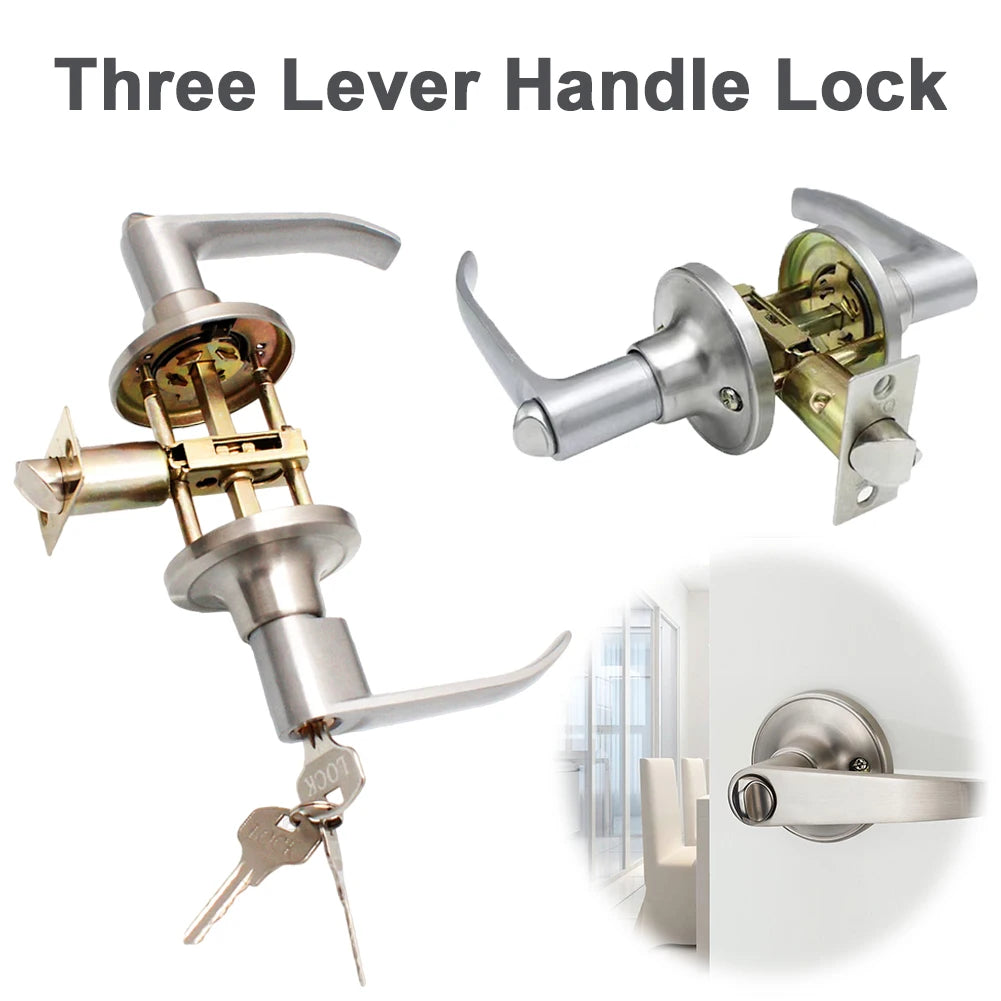 Keyed Door Lever Handle Set with 3 Keys
