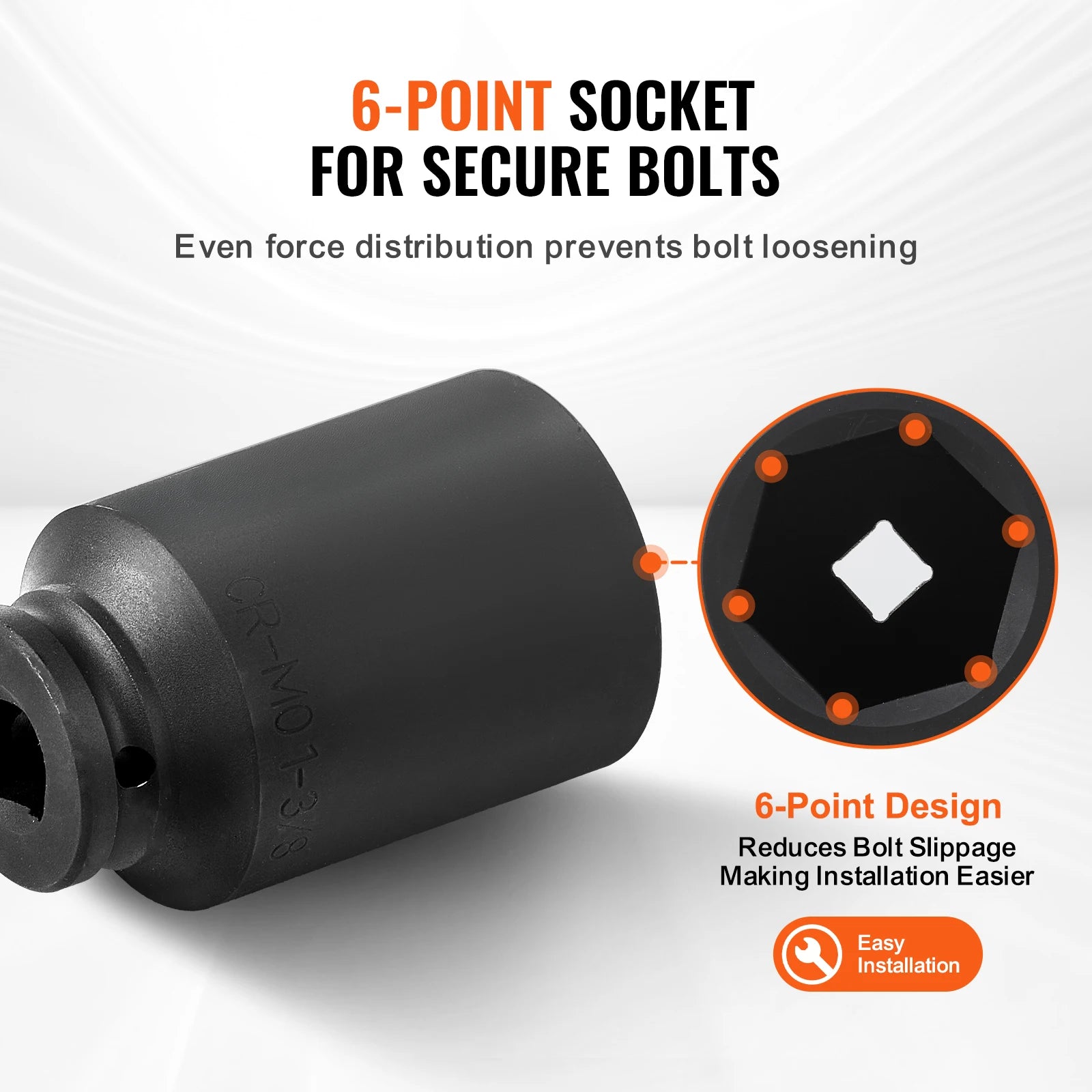 SucceBuy Axle Nut Impact Socket Set Drive Deep 6-Point 8-Piece SAE Spindle Nut Socket Set CR-MO Heat Treated Large Socket Set