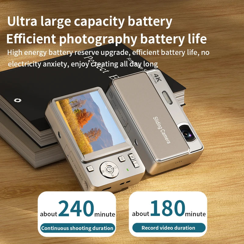 New Sliding Digital Camera CCD Campus 4K High-Definition Camera for Taking Photos and Recording Integrated Student Card Machine
