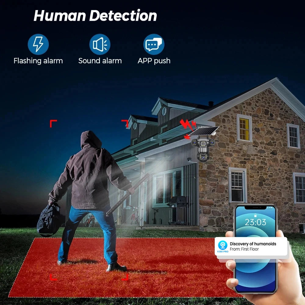 4G LTE Solar Triple-Lens PTZ Security Camera