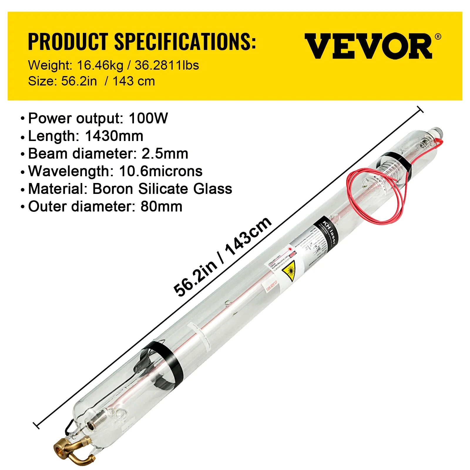 CO2 laserová trubice pro gravírovací a řezací stroje 40W–130W