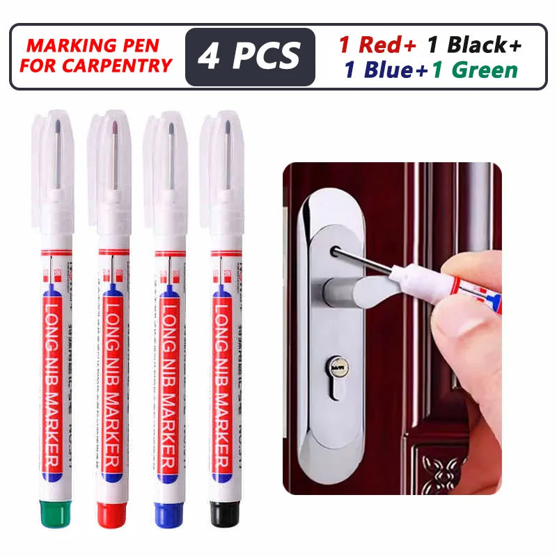 8Pcs/Set 20mm Deep Hole Long Nib Head Markers For Metal Perforating Pen Waterproof Bathroom Woodworking Decoration Multi-Purpose 