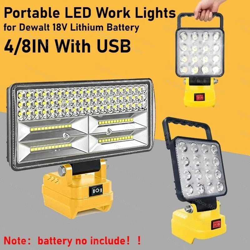 Cordless LED Work Light for 18/20 V Tool Batteries