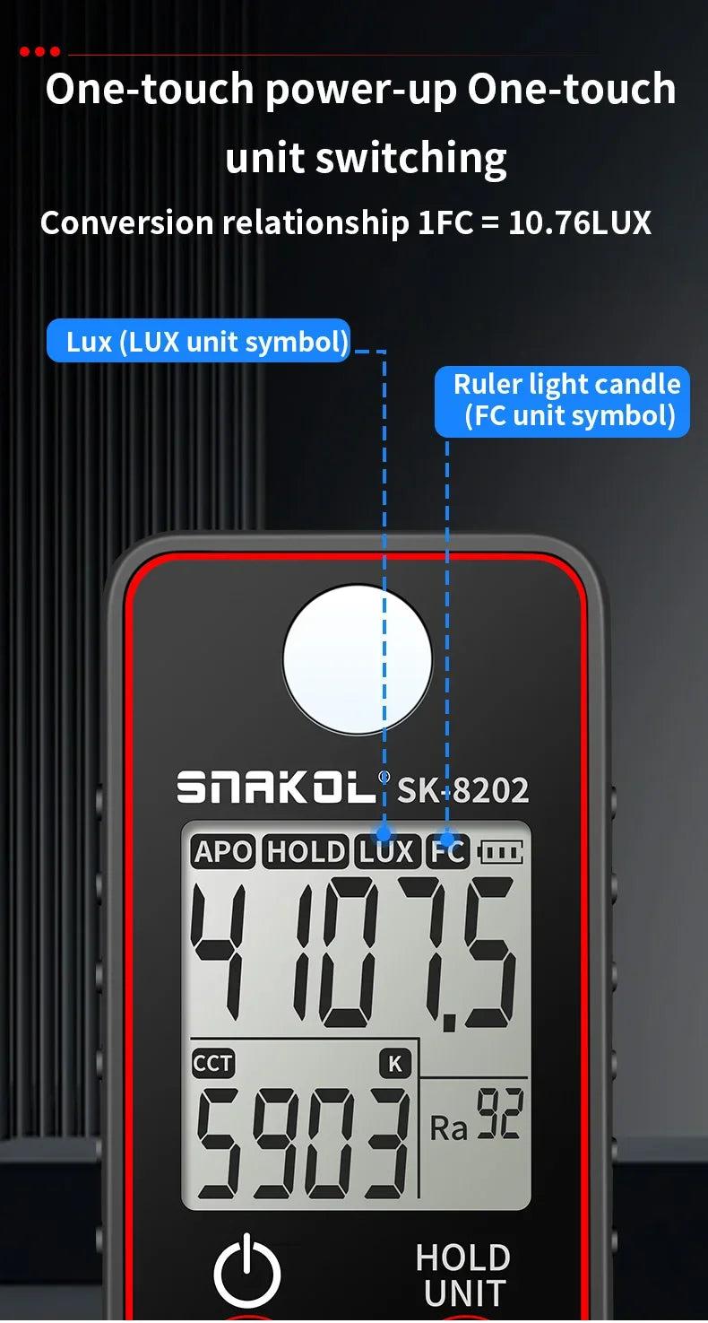 Meter de lumină digital cu opțiuni de model de măsură