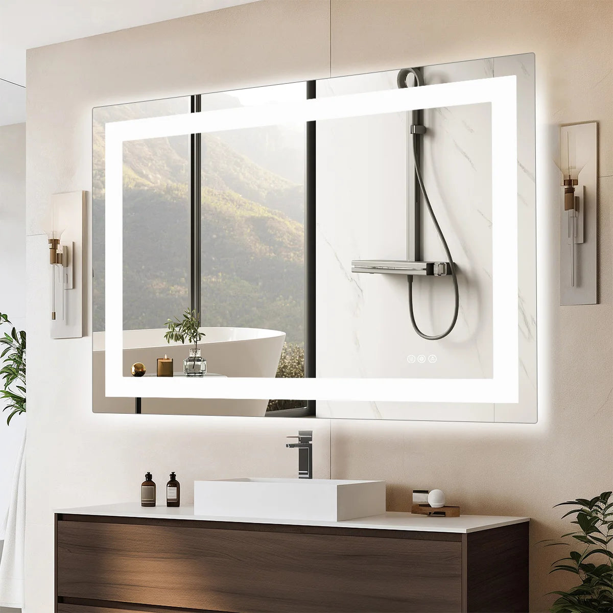 36x24 LED Bathroom Vanity Mirror with Anti-Fog & Adjustable Lighting