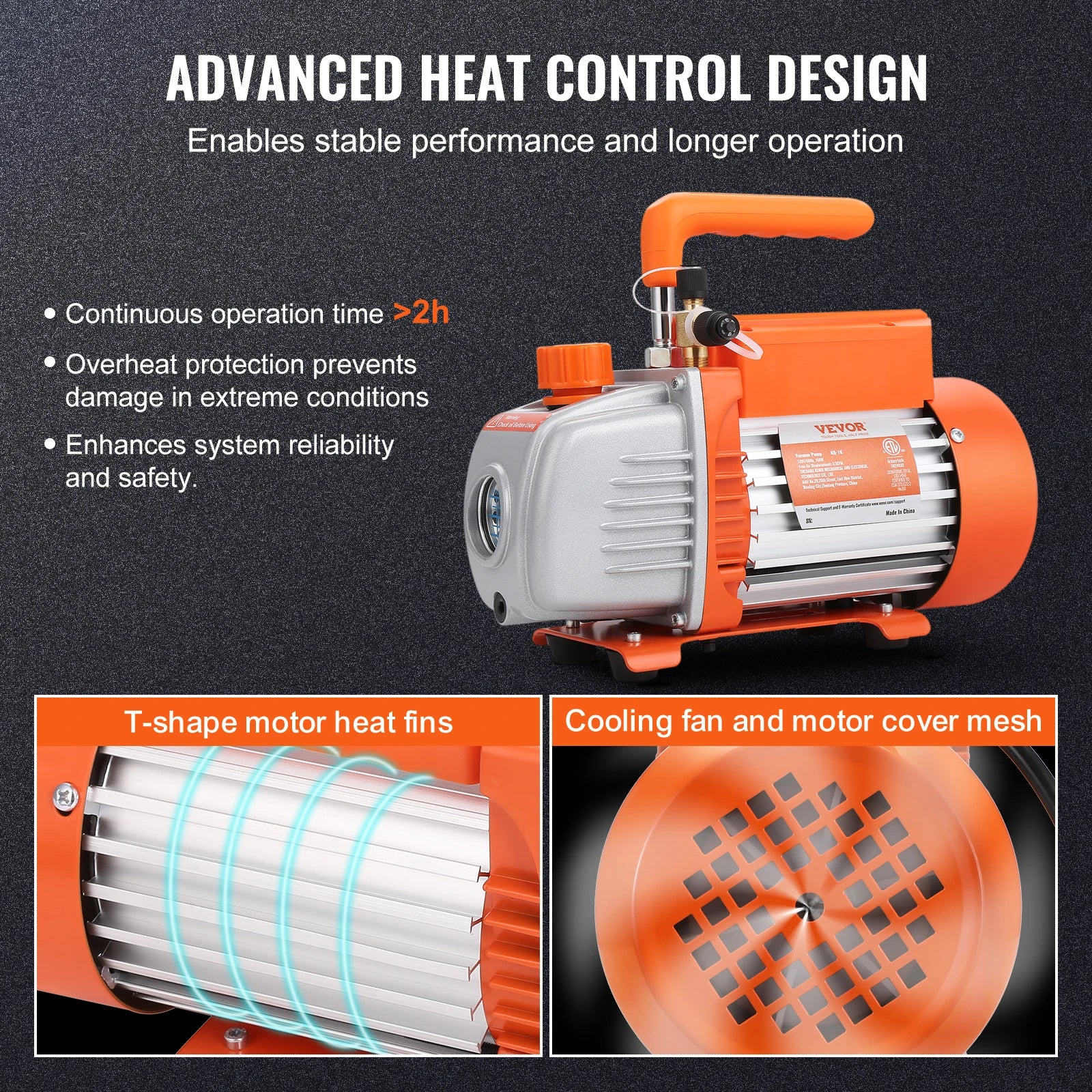 VEVOR HVAC-vacuümpomp 3,5–7 CFM 1- en 2-traps AC120V