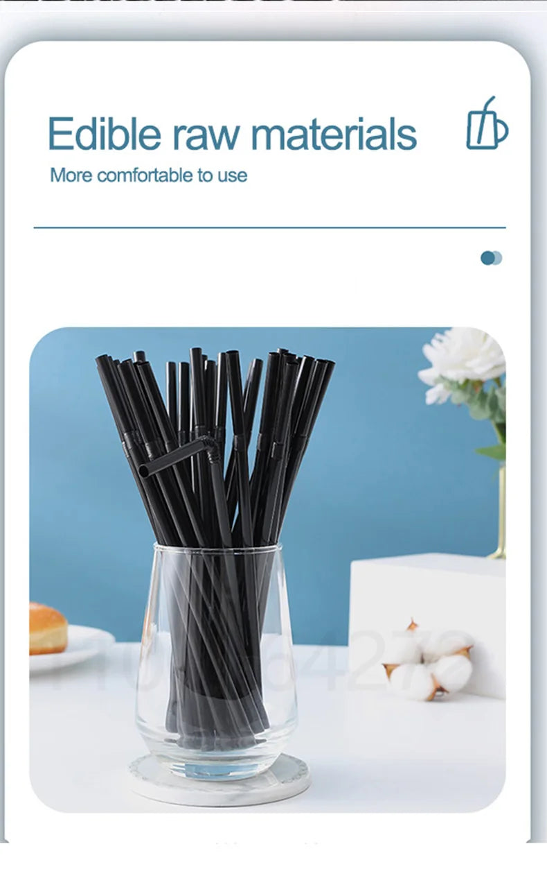 50-1000Pcs Drinking Straws Colorful & Black rietjes Flexible Wedding Party Supplies Drinking Straws Kitchen Wholesale 