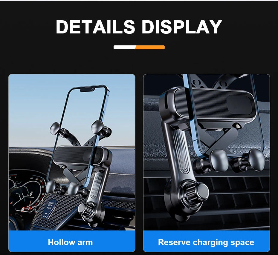 SEAMETAL Car Air Vent Phone Holder Gravity Stable Phone Mount Telescopic Mini Auto Air Outlet Smartphone Holder for 4.7-7 Inch