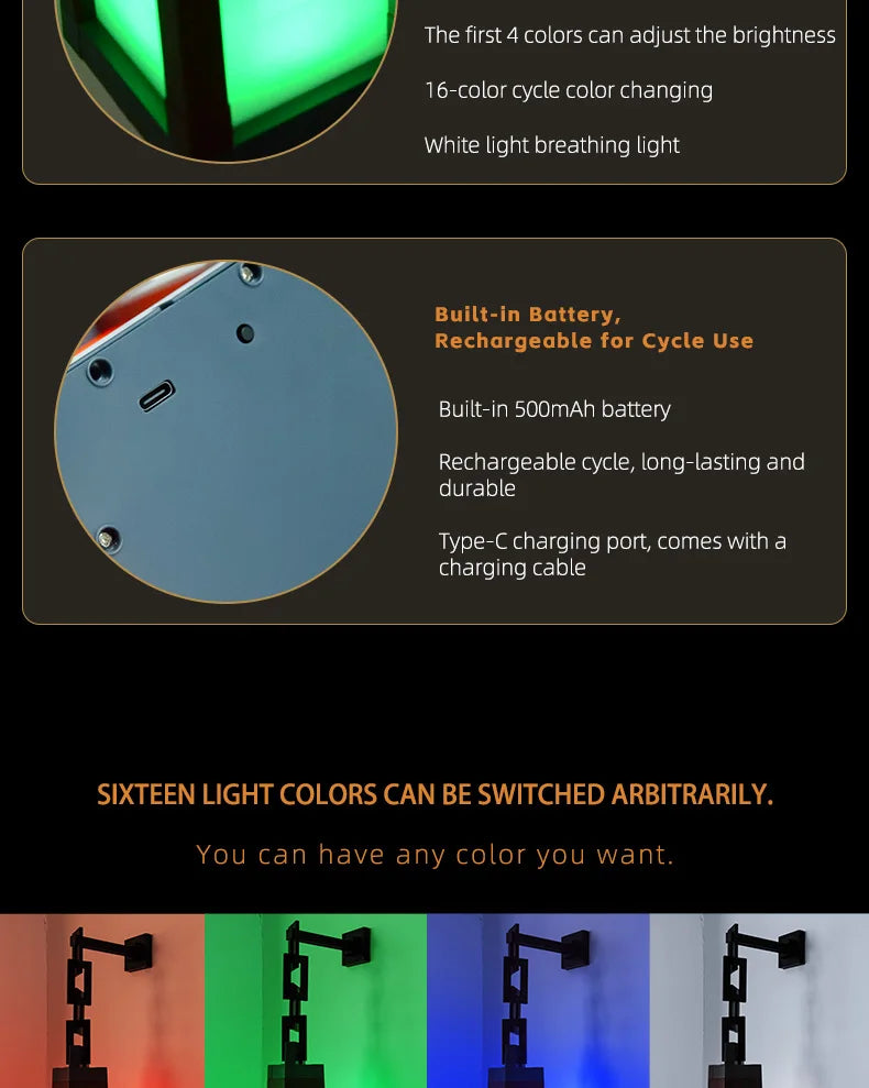 Pixelstil LED-nattlampa med 16 färger och fjärrkontroll