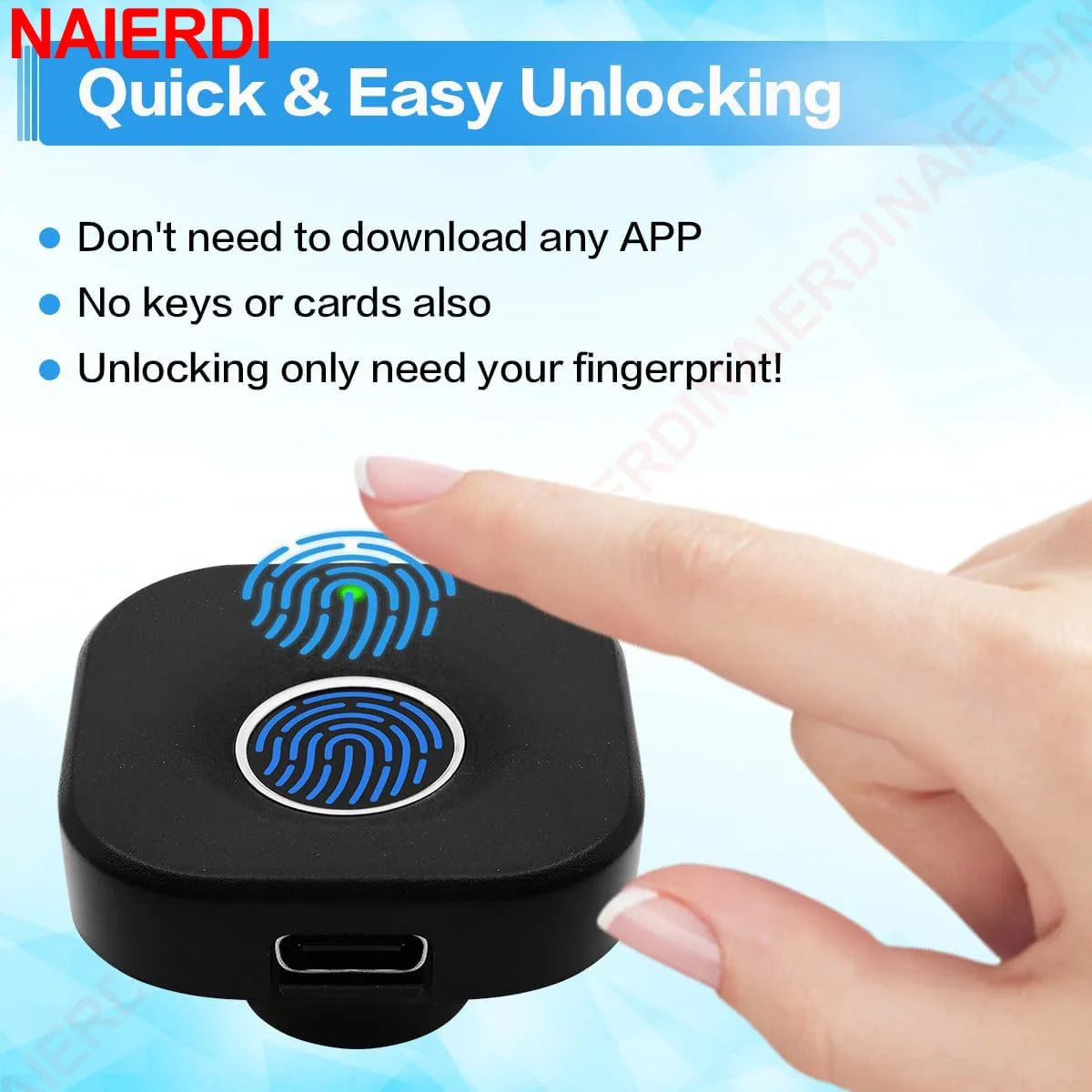 Fecho de Armário com Impressão Digital NAIERDI, Fechos Digitais Biométricos Inteligentes, Gavetas Ocultas, Anti-Roubo, Sem Chave, Segurança para Casa e Escritório