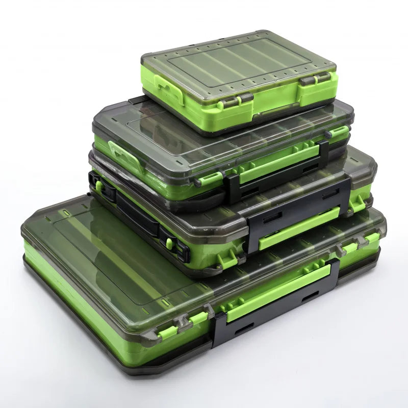 Caja de pesca de doble capa con compartimentos