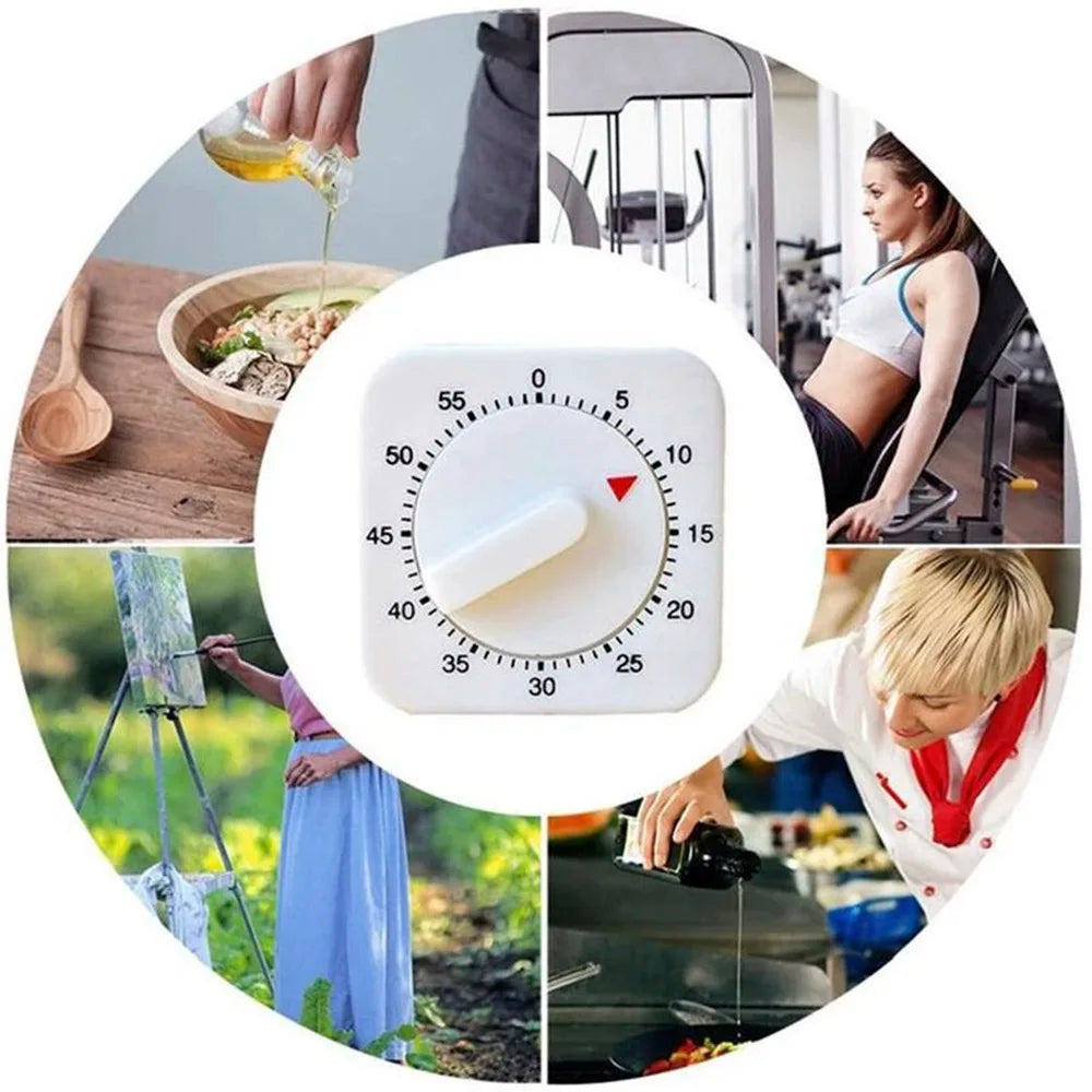 Wind-Up Kitchen Timer, Mechanical 60-Minute Dial, 4 Styles