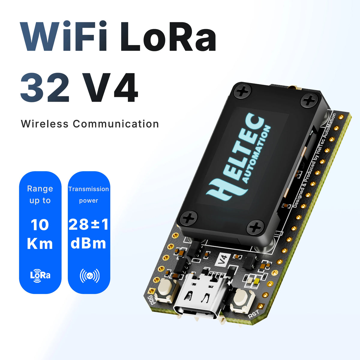 Carcasă pentru placă de dezvoltare Heltec V4 Meshtastic WiFi LoRa 32, set de casă, antenă moale, ESP32 SX1262, alimentare solară, BLE cu consum redus