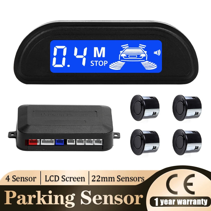  Hippcron parkolási szenzor készlet automata parkolás, hátrameneti LED monitor, 22 mm 4 szenzor radar detektáló rendszer, háttérvilágítású kijelző