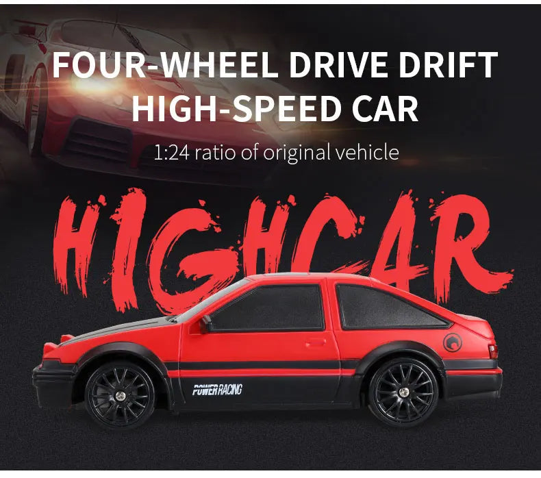 1:24 High Speed RC Drift Vehicle Cars Mustang 4WD Remote Control Racing Car Gift Competition Race Car Boys Toy Replaceable Tire 