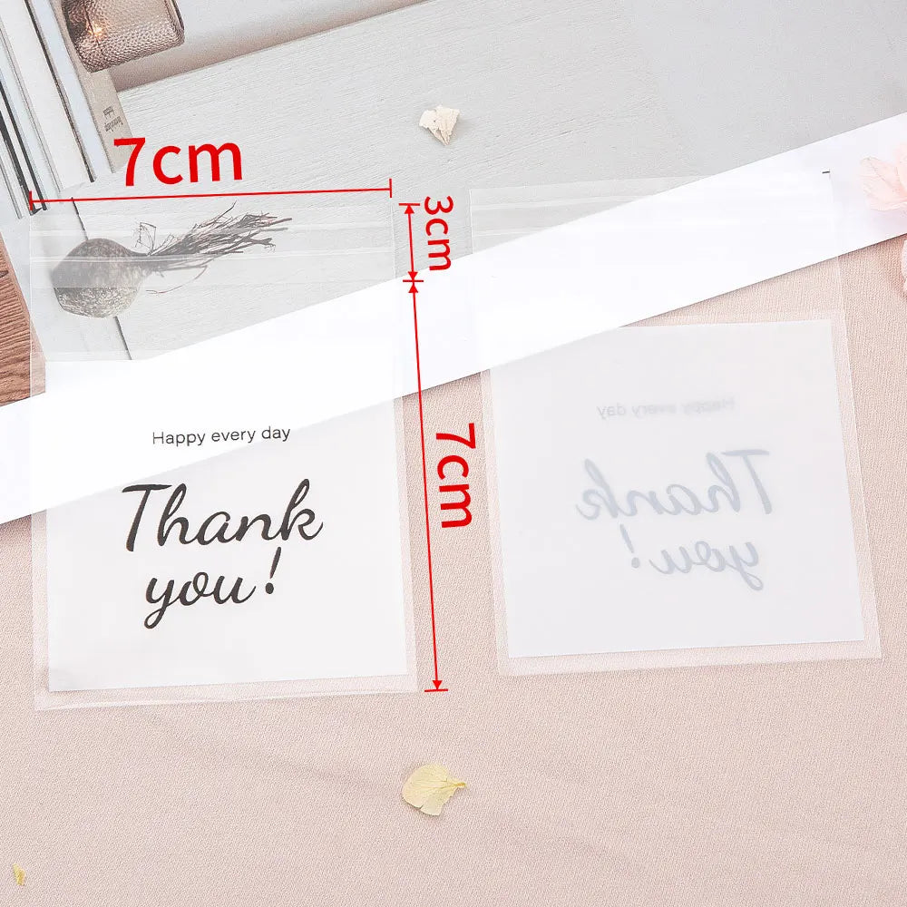 50-100pcs Thank You Gift Bags Candy Cookie Packaging Plastic Adhesive Pouch for Wedding Birthday Favors Small Business Supplies