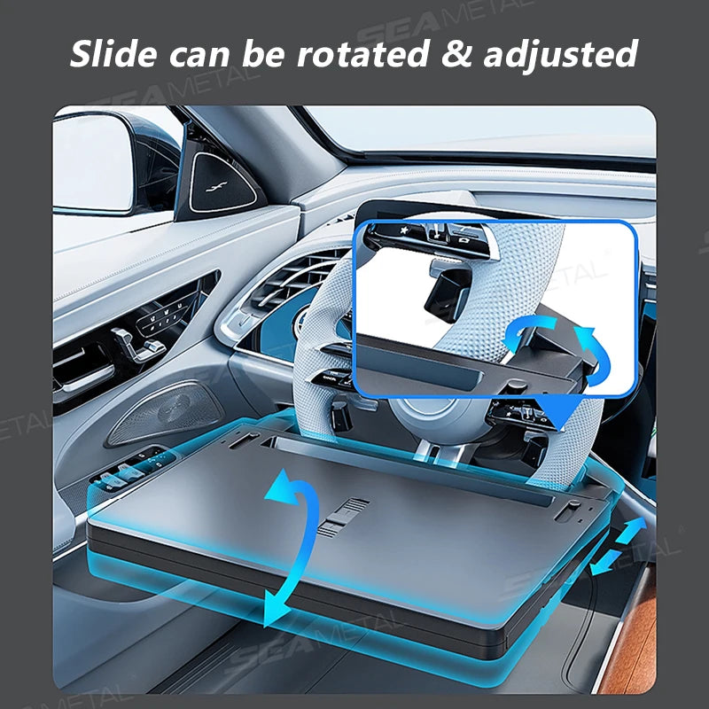 SEAMETAL Extendable Steering Wheel Tray Car Temporary Tray for Driver Adjustable Silicone Anti Slip Clip Foldable Hidden Tray