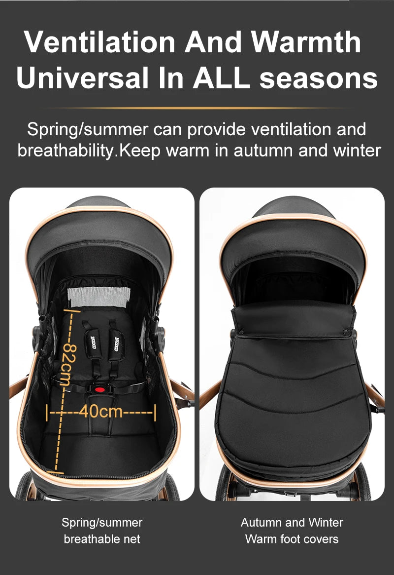 Luxury Baby Stroller 3‑in‑1 Travel System With Car Seat