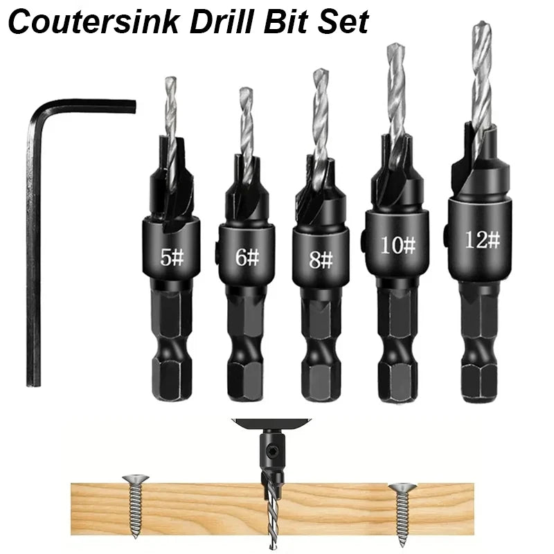 Adjustable Wood Pilot Drill and Countersink Set