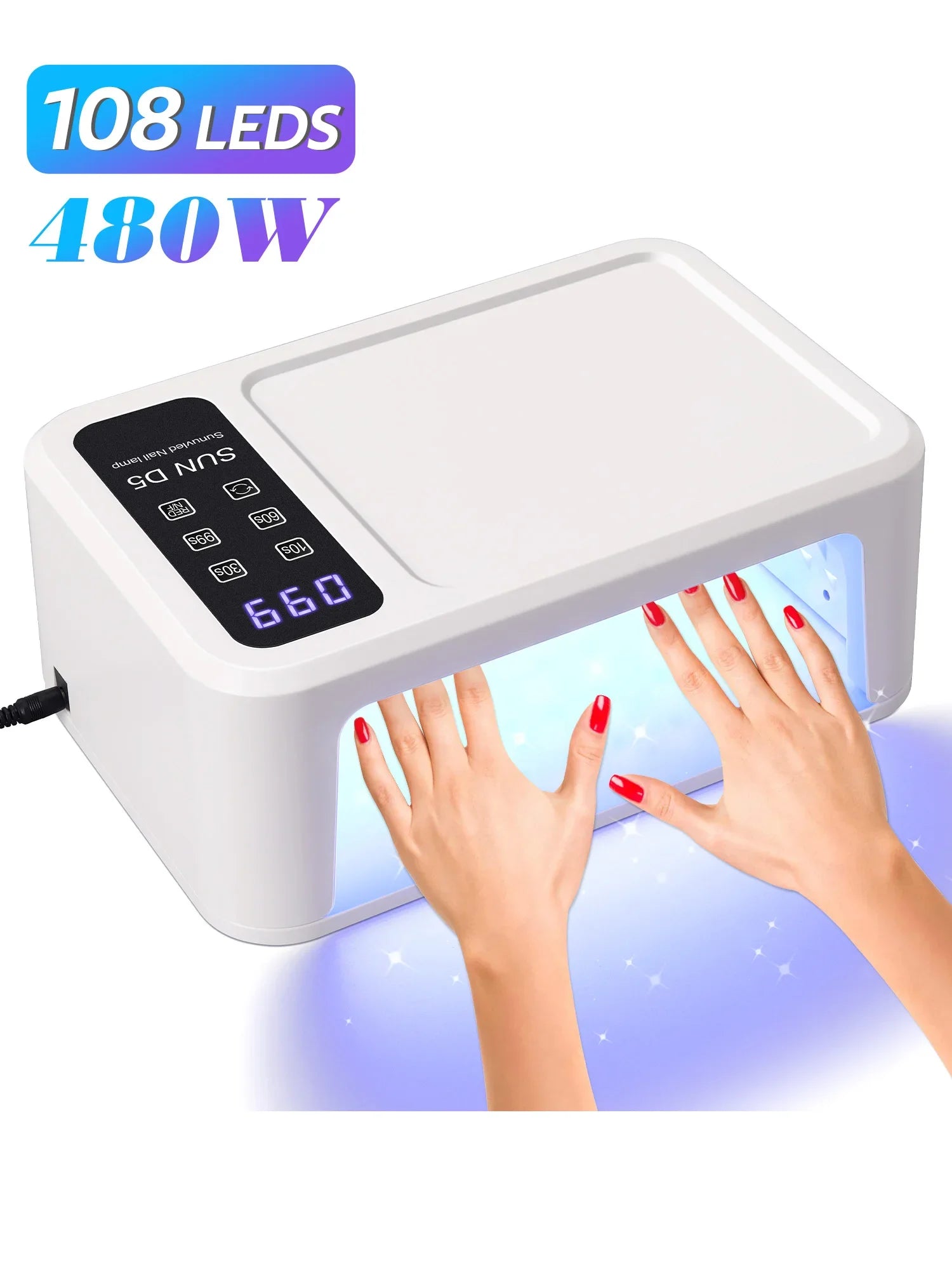 480W UV LED Nail Lamp with Large Space and Whitening Mode