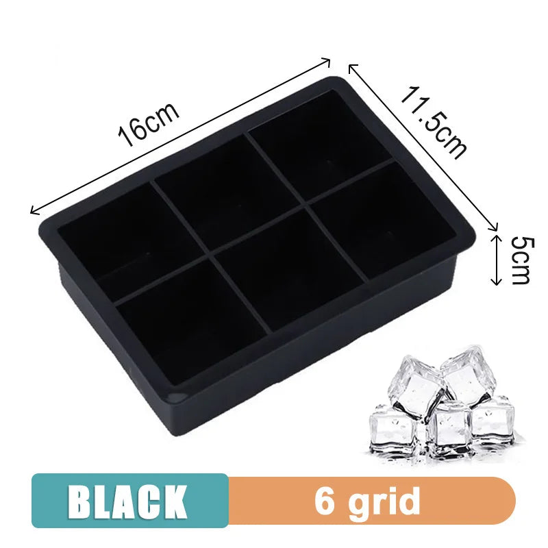 4/6/8/15 Grid Big Ice Tray Mold Giant Jumbo Large Food Grade Silicone Ice Cube Square Tray Mold DIY Ice Maker Ice Cube Tray 