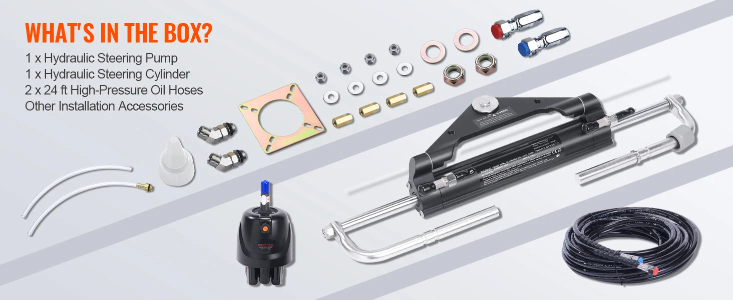 Hydraulisches Außenbord-Steuerkit 90PS–300PS mit Pumpe & 24/26FT Schläuchen