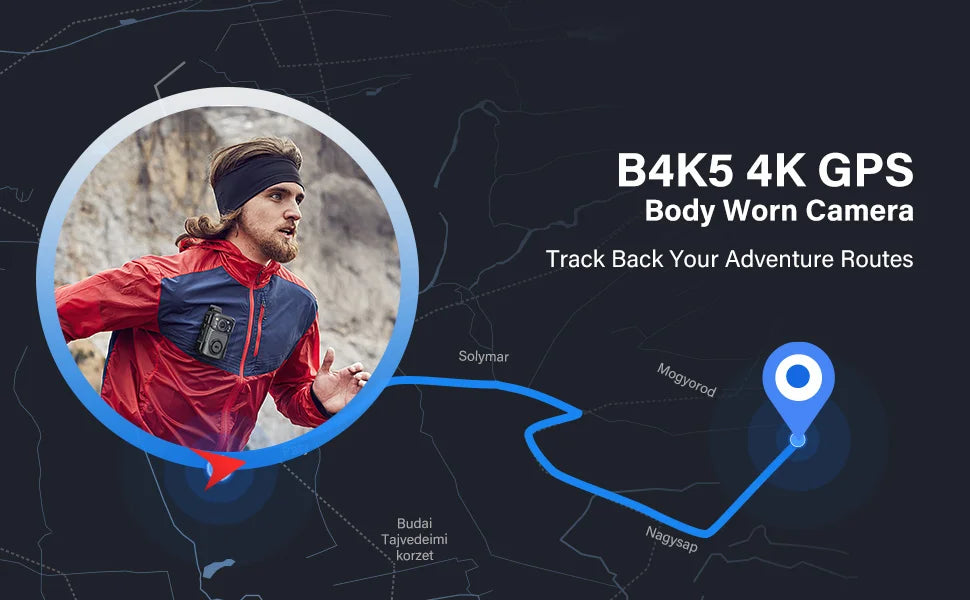 BOBLOV B4K5 4K policajná teleskopická kamera tela 256G GPS IR nočné videnie IP68 pre obchôdzku/opatrovanie