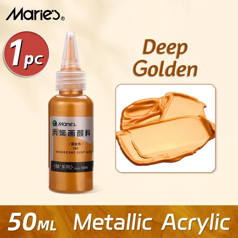 50ml Metallic Acrylic Paint in Pearlescent Gold & Silver