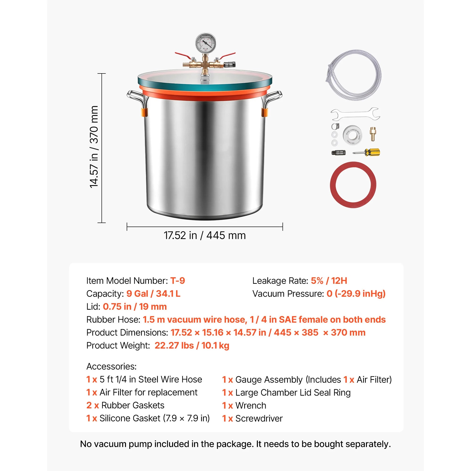 Cameră de degazare sub vid pentru rășină, lemn și silicon (1,5–15 Gal)