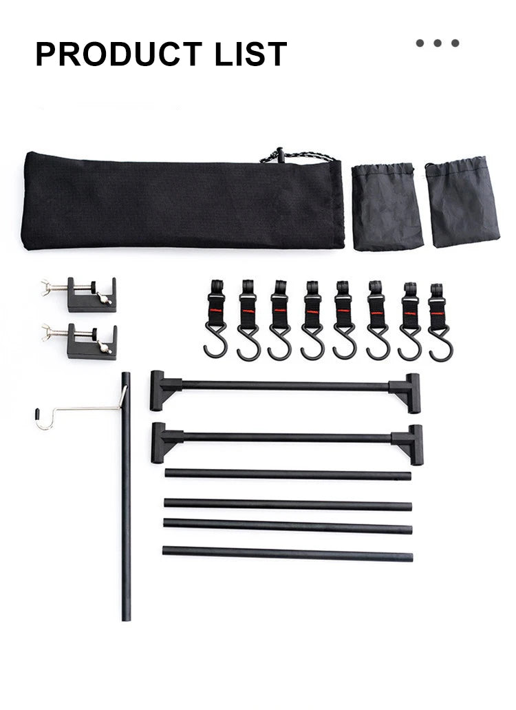 Camping Desktop Storage Rack with Hooks for Outdoor Tables