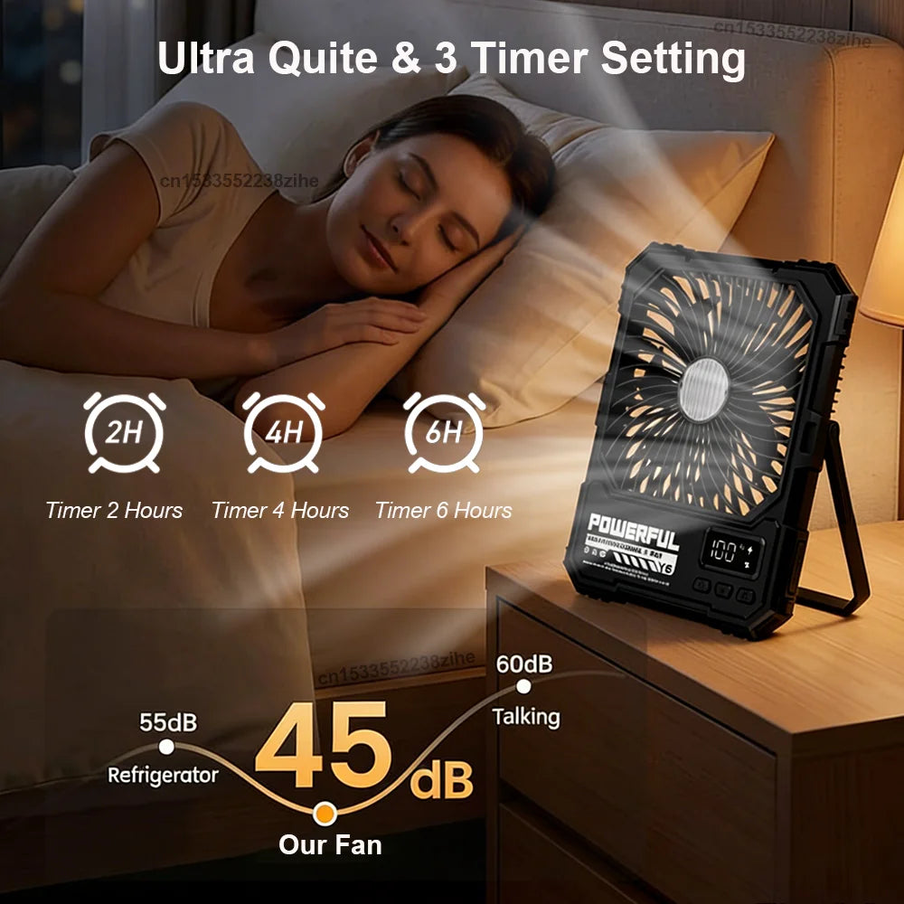 Camping Fan 20000mAh USB Rechargeable Wireless Tent Ceiling Fan Portable Hanging Camping Fan with Night Light and Remote Control
