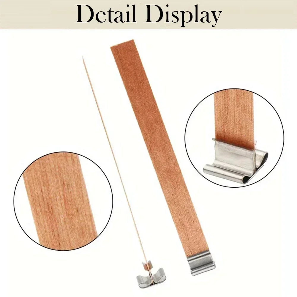 Wooden Candle Wicks with Metal Holders and Glue Dots