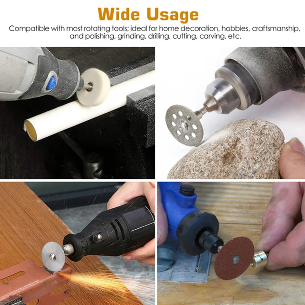 Rotary Tool Accessory Set for Power Drills, Compatible with Dremel, Includes Grinding, Polishing, Mini Saw Blades, and