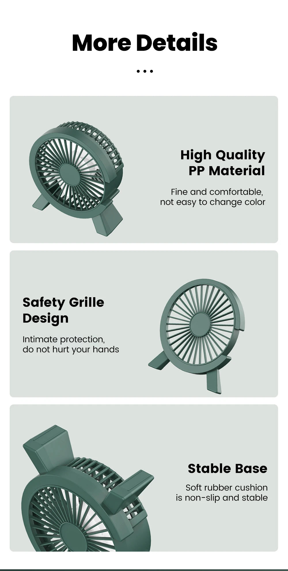 Mini USB Rechargeable Table Fan for Desk, Dorm, and Office