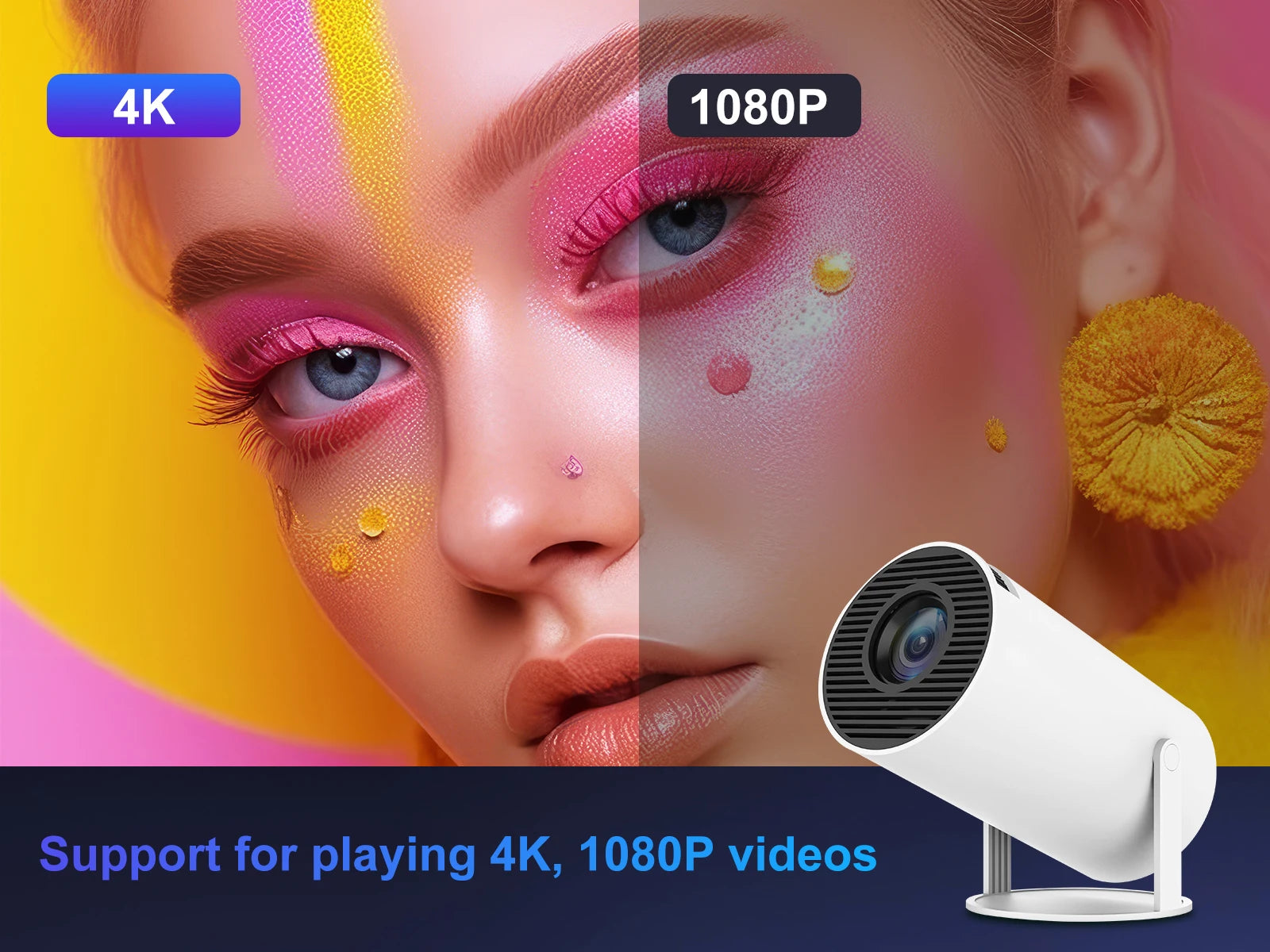 Vezeték nélküli 720P projektor képernyőtükrözéssel és dupla WiFi-vel