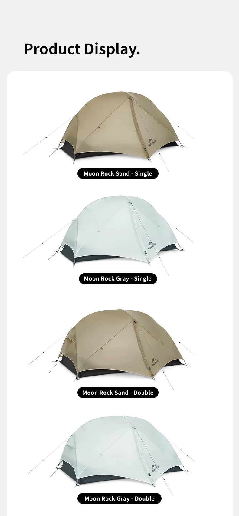 Ultralight 2-Person Waterproof Trekking Tent 20D Nylon 1.8kg