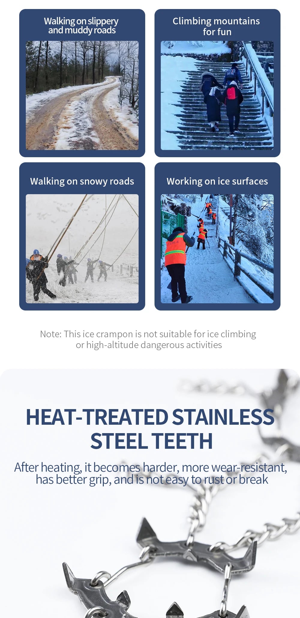 22-Tooth Ice Gripper Crampons for Hiking and Snow Walking