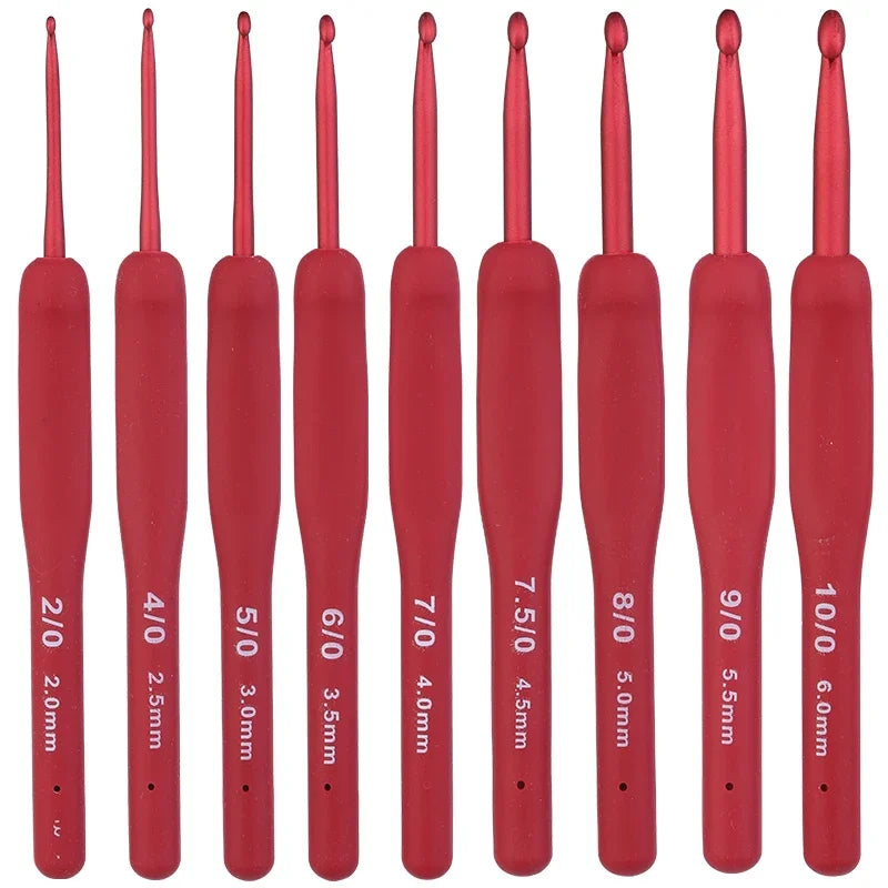 Set de 9 ganchos de crochet ergonómicos de 2 a 10 mm con mango cómodo