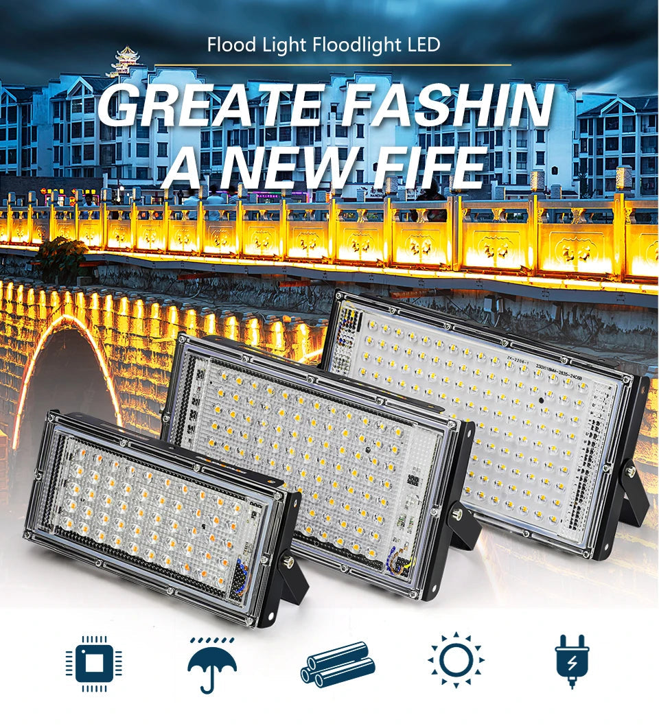 50W 100W 150W Led Flood Light IP65 Waterproof AC 220V Outdoor Floodlight Spotlight LED Reflector Street Lamp Wall Flood Lights 