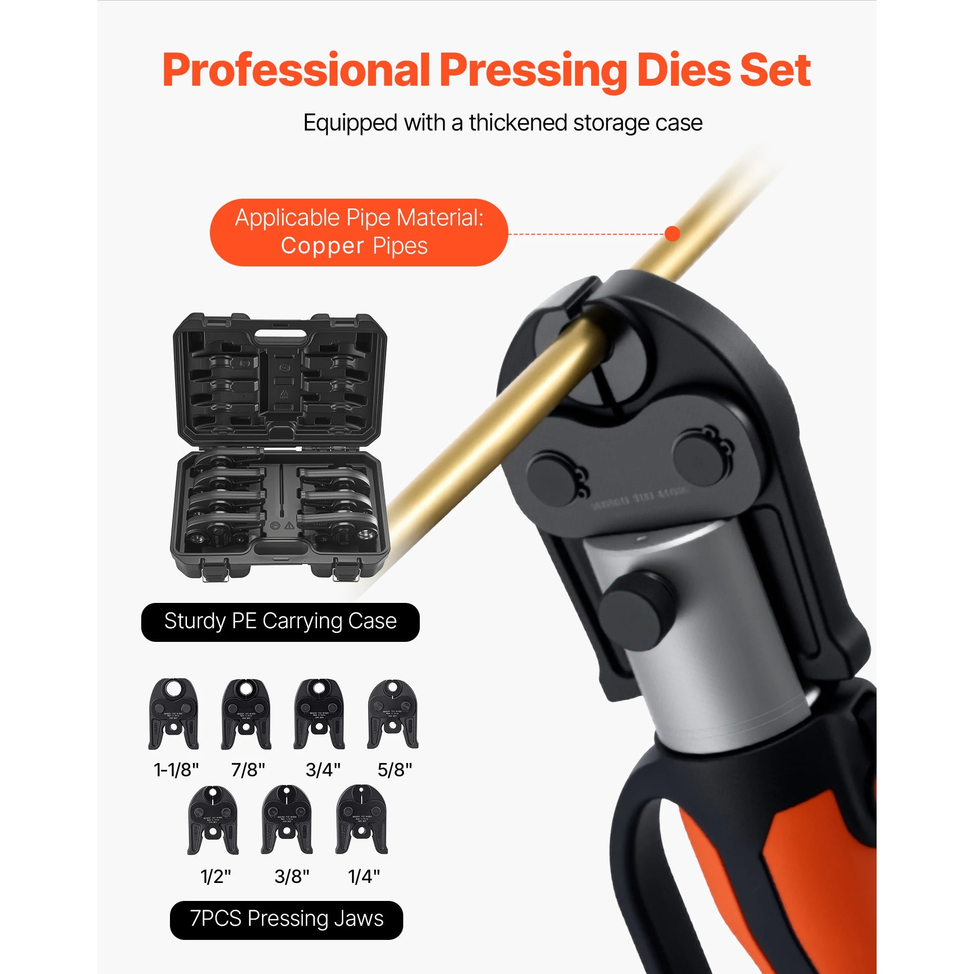 7PCS Pressing Jaws Set 1/4"–1-1/8" for RLS Copper Pipe Tools