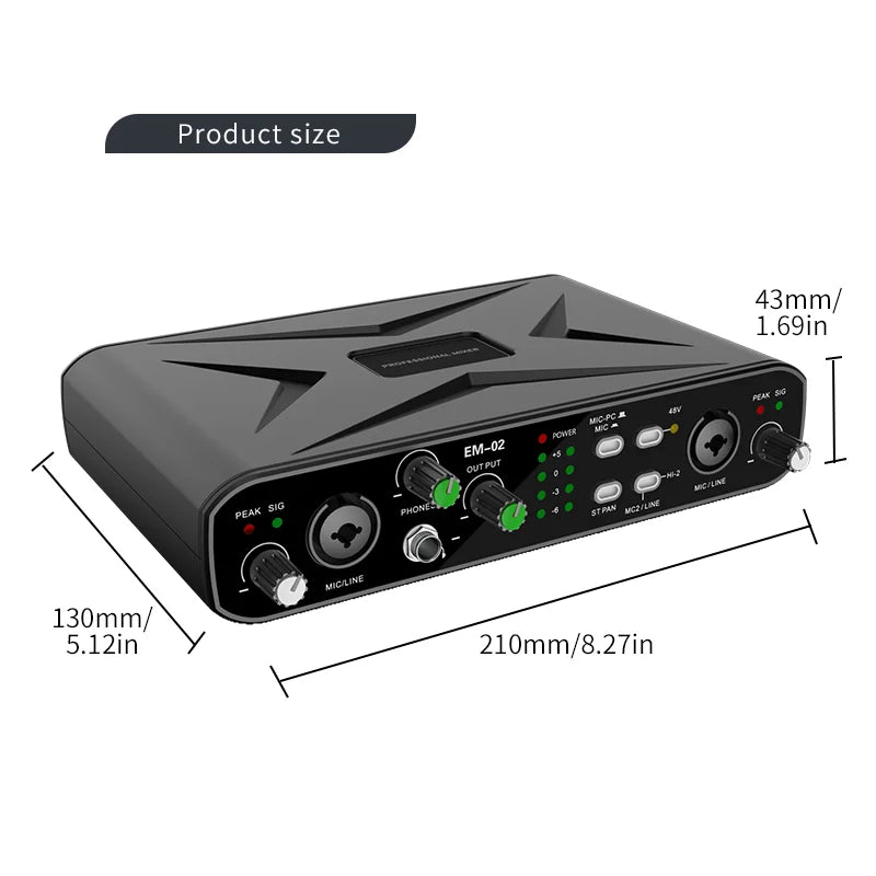 EM-02 USB Audio Interface met Microfoonvoorversterker