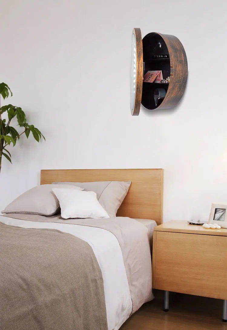 Horloge murale cachée avec coffre-fort et rangement secret pour argent liquide et objets de valeur
