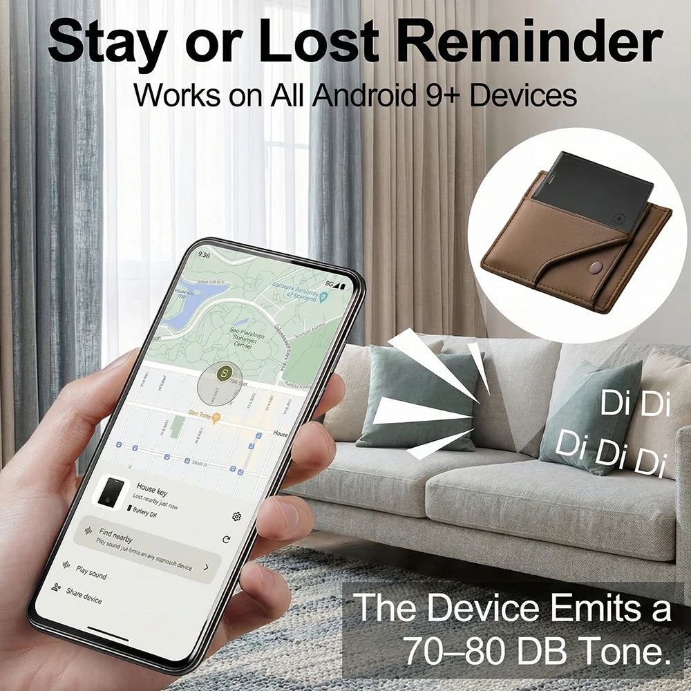 Android 1-4 Pack Smart Wallet Tracker Card Works with Google Find Hub App Location Tag Keys Bag Anti-Lost Bluetooth GPS Tracker
