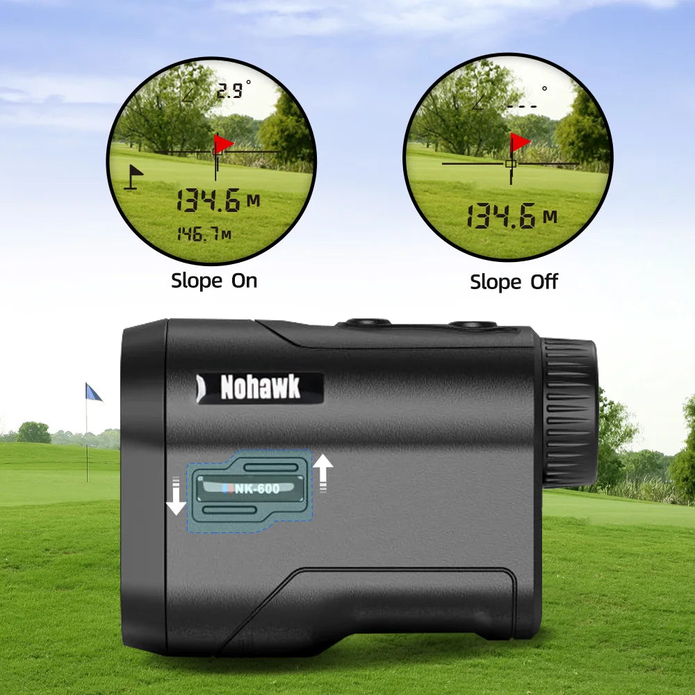 NOHAWK Golf Laser Rangefinder USB Rechargeable with Slope Compensation For Golfer Range Finder Hunting Monocular 