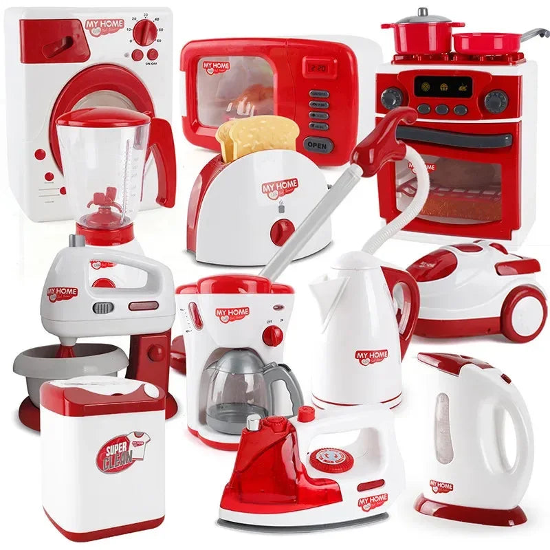 Mini Pretend Play Kitchen Appliance Toy Set, Red