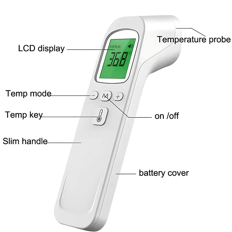 Non-Contact Digital Forehead Thermometer, White