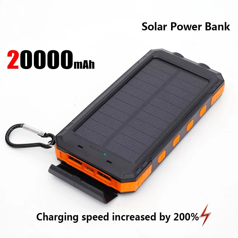 Solarna polnilna baterija s hitro polnjenjem in LED lučko za nujne primere