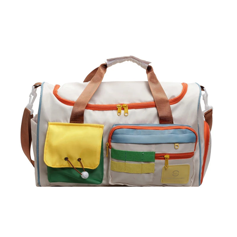 Beigefarbene Reisetasche mit Schuhfach